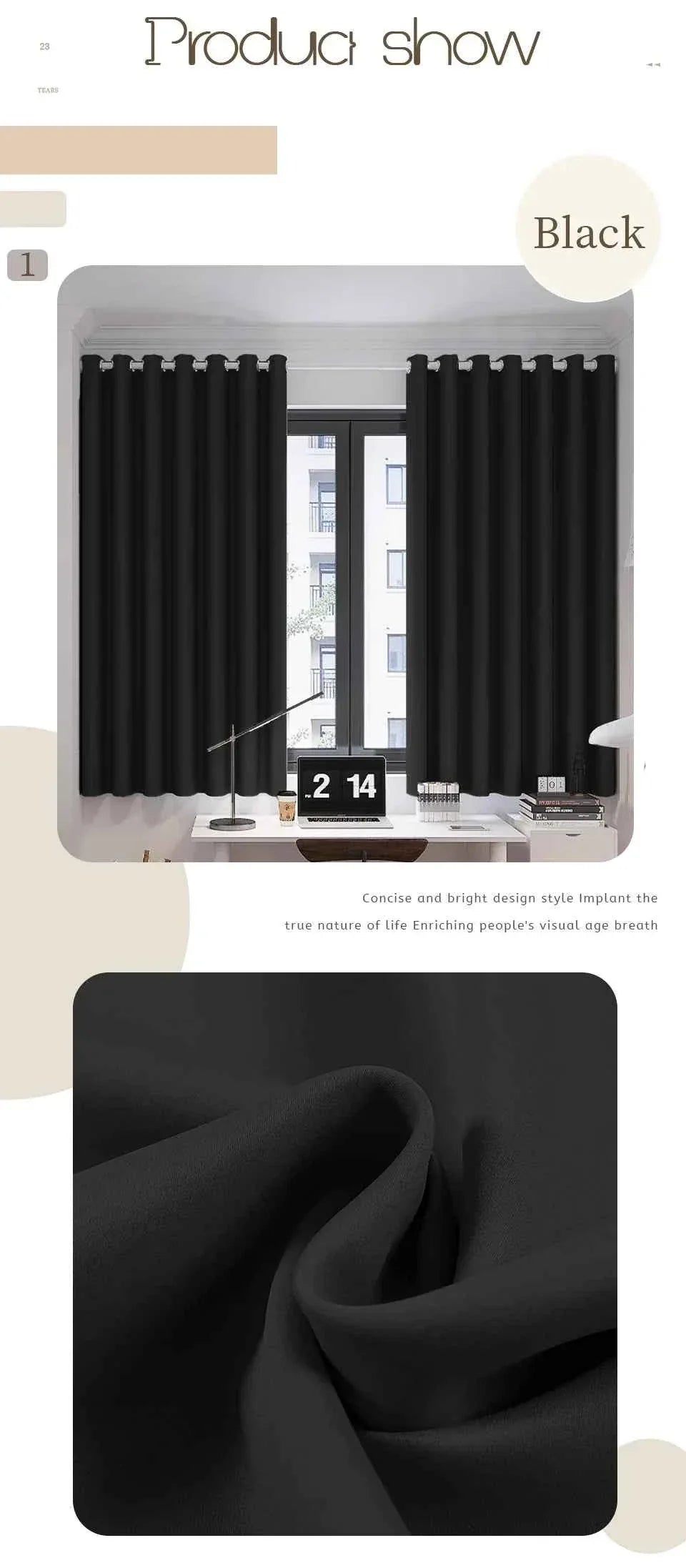 Modern Blackout Curtains - Thermal Insulated Short Drapes for Kitchen & Bedroom (95% Light Blocking) - Shello's Creative Boutique