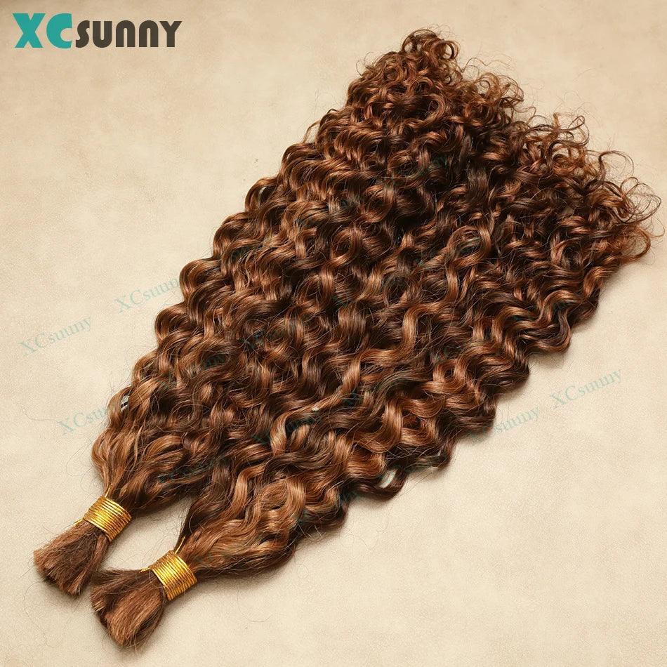 Deep Curly Human Hair for Boho Braids - Color 4/27 & 4/30 Ombre Bulk Hair - Shello's Creative Boutique