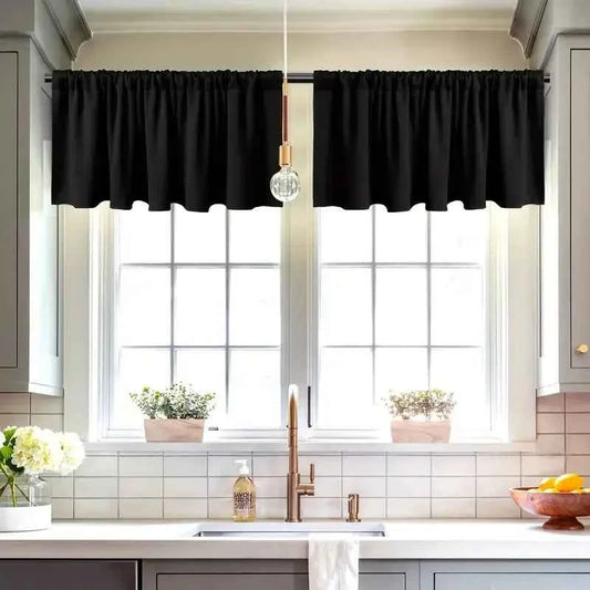 Stylish Solid Color Blackout Curtain Valance Blocks Light Enhances Privacy Small Curtains for Kitchen Bathroom Bedroom Decor