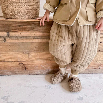 Winter Cotton-Padded Kids Harem Trousers – Unisex Full-Length Thermal Pants (Ages 2–7) - Shello's Creative Boutique