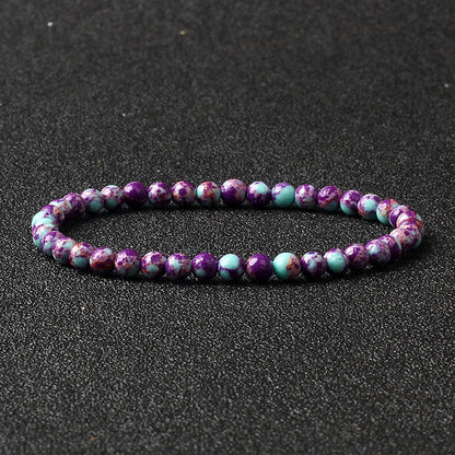 4mm Natural Stone Agate & Lava Stretch Bracelet – Handmade Tiny Bead Bangle for Men & Women