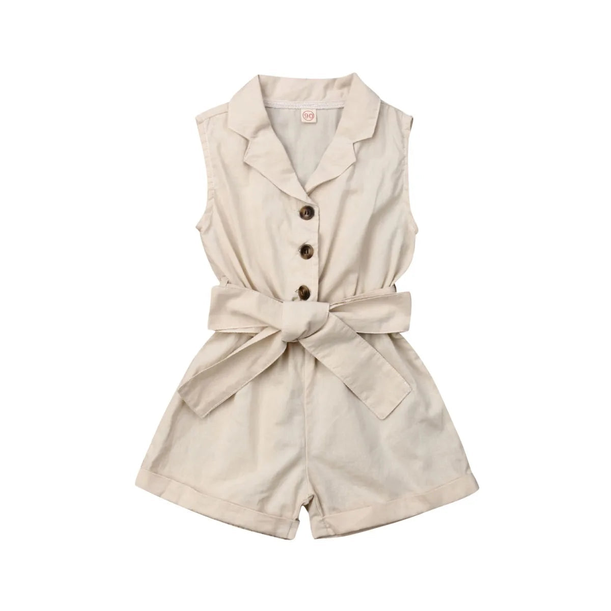 Pudcoco Summer Bow-Tie Romper Set – Baby Girls’ Sleeveless Playsuit Outfit with Turn-Down Collar Shello's Creative Boutique