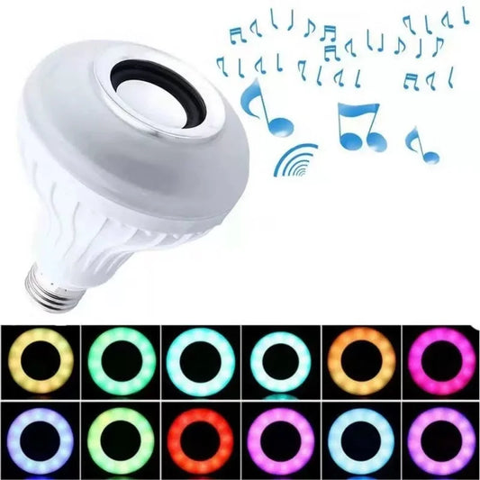 RGB Smart Bluetooth Speaker LED Bulb - Music Sync Colour Changing with Remote (E27 12W) - Shello's Creative Boutique