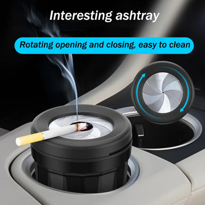 Rotating Car Ashtray With Lid – Fly-Proof Easy Clean Auto Ashtray