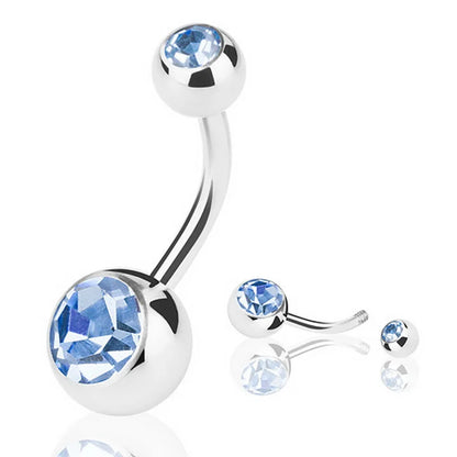 Stainless Steel Cubic Zirconia Drop Navel Ring