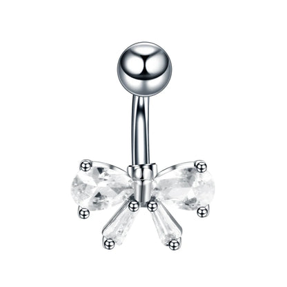 Stainless Steel Cubic Zirconia Drop Navel Ring