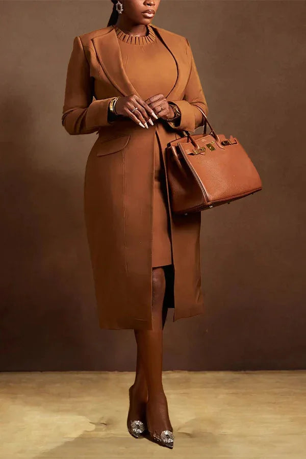 2-Piece Blazer & Dress Set - Plus Size Office Wear - Shello's Creative Boutique