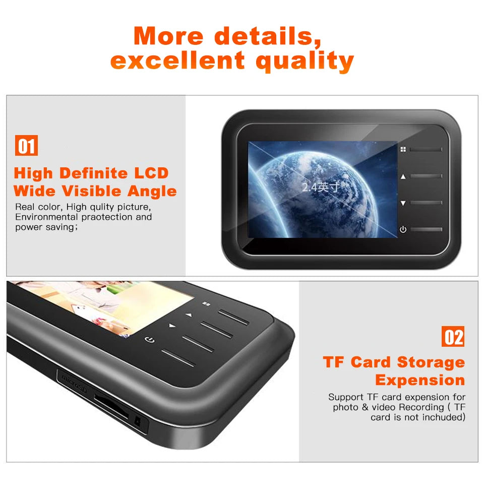 2.4 Inch LCD Door Peephole Camera with IR Night Vision & Video Recording