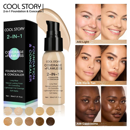 10 Color Lasting Face Foundation Cream Oil-Control Matte BB Cream Liquid Full Coverage Waterproof Hydrating Brighten Concealer - Shello's Creative Boutique