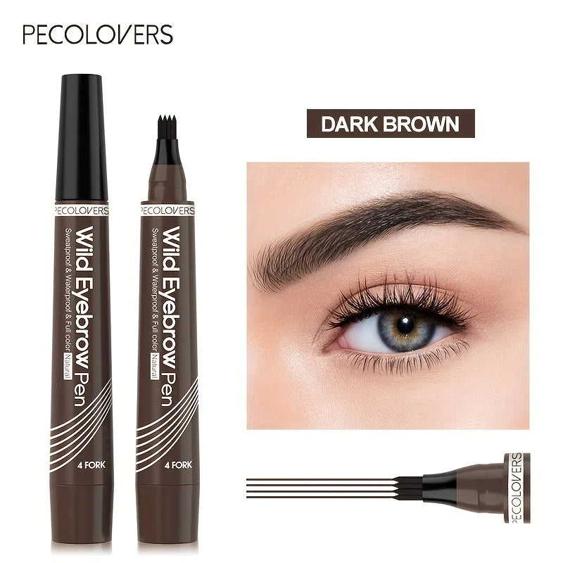 6 Colors 1pc Eyebrow Pen Waterproof 4 Split Tip Eyebrows Pen Eyebrow Tattoo Pen Waterproof Liquid Black Eyebrow Makeup Pencil - Shello's Creative Boutique