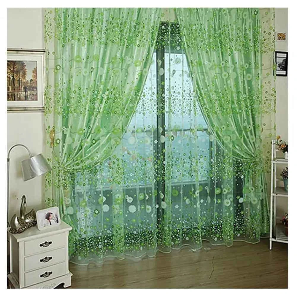 100cm x 200cm Window Curtain Floral Pattern Summer Transparent Window Screening Door Curtains Room Decor Drape Panel Sheer
