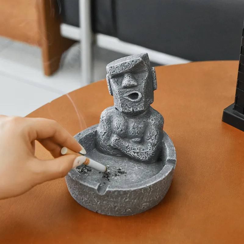 Moai Stone Resin Ashtray – Funny Decorative Desktop Cigarette Tray