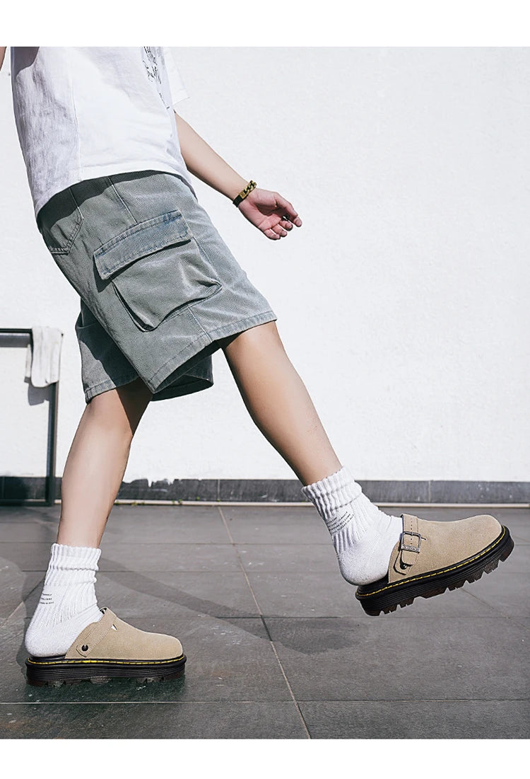 Men's Summer Half Slippers - Non-Slip Beach Clogs Casual Leather Sandals