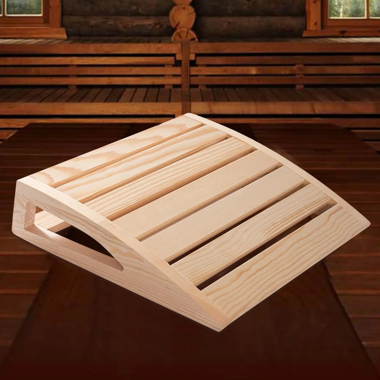 Solid Wood Sauna Headrest Pillow – Ergonomic Neck Support for Sauna & Steam Room
