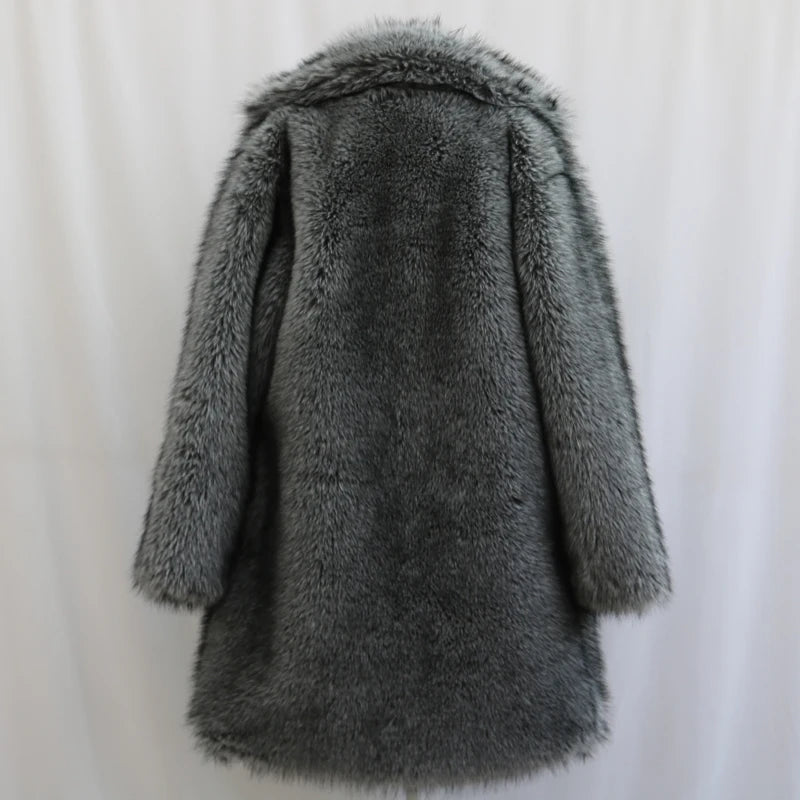 Men's Faux Fur Long Coat - Winter Trench Coat Plus Size