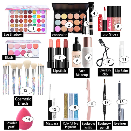POPFEEL All In One Makeup Kit  for Women Full Kit Set, All in One Makeup Sets Include Eyebrow Eyeliner Eyeshadow - Shello's Creative Boutique