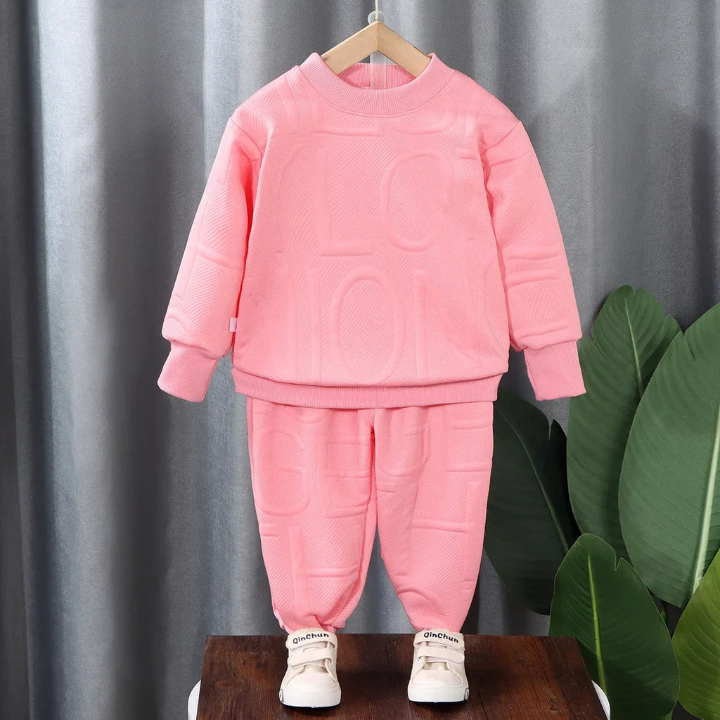 Children's Clothing  Long-sleeved Round Neck Printed Sweatshirt+cuffed Trousers 2pcs Suit Casual Outer Wear Simple Shello's Creative Boutique