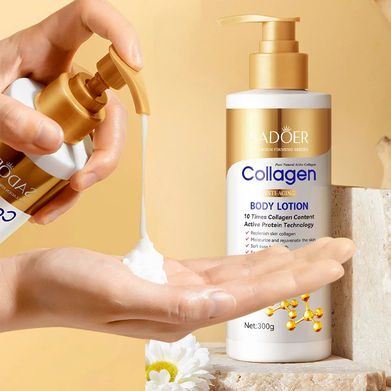 Collagen Body Lotion for Firming & Hydration - Intense Moisturizer Anti-Aging Skin for Dry, Sagging Skin, Nourishment 300g/pc - Shello's Creative Boutique