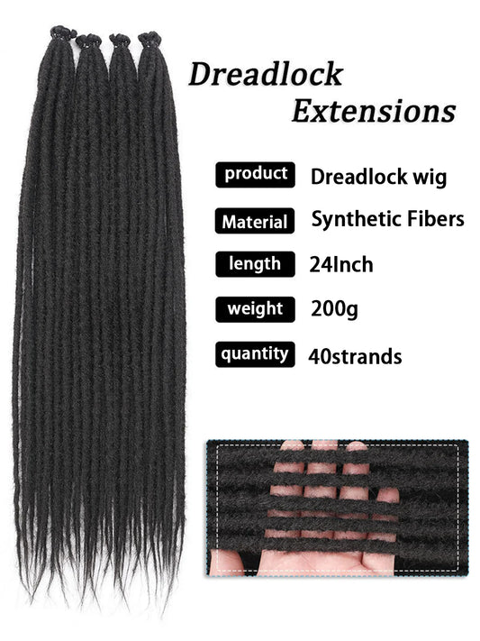 24" Straight Dreadlock Clip-In Extensions - 10 Strands Synthetic Hair - Shello's Creative Boutique