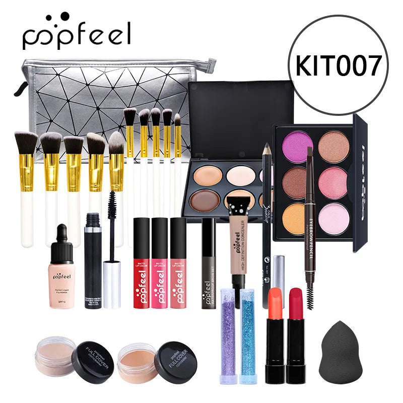 POPFEEL Makeup Full Kit Female Make Up Set Eye Shadow Eyeshadow Palette Lip Gloss Mascara Eyeliner Brushes Bag Make-up for Women - Shello's Creative Boutique
