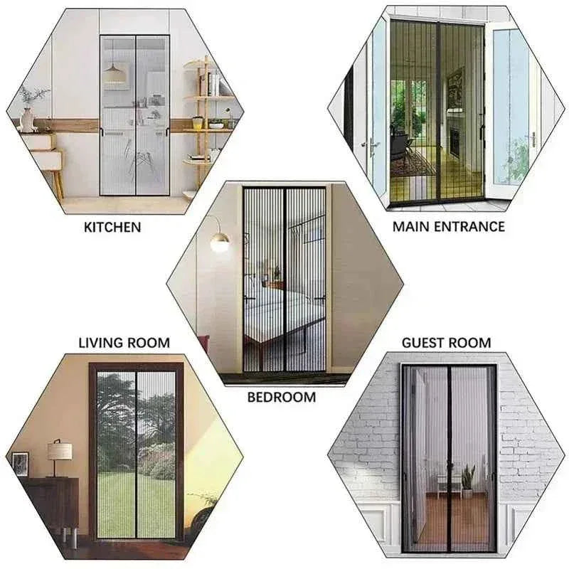 Magnetic Door Curtain - Auto-Close Anti-Mosquito Screen with No Drilling Installation (100x210cm) - Shello's Creative Boutique