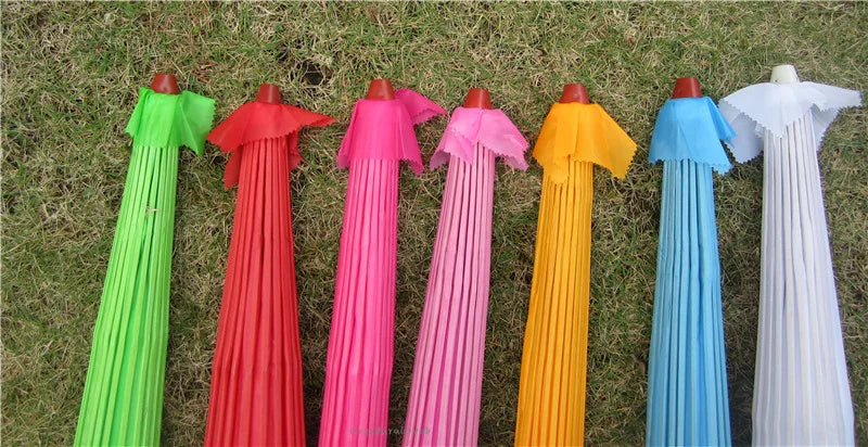 70cm Chinese Fabric Parasol — Traditional Bamboo Dance Umbrella for Weddings & Props