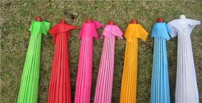 70cm Chinese Fabric Parasol — Traditional Bamboo Dance Umbrella for Weddings & Props