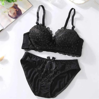 Fashionable and sparkling girl sexy women's bra set wholesale bow tie women's underwear without steel ring bra set