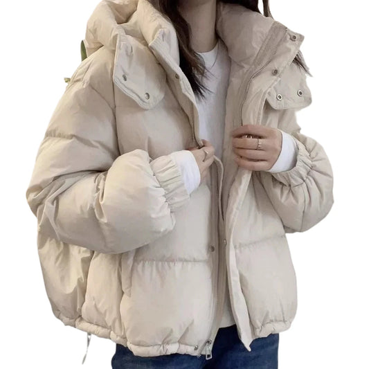 Women's Hooded down Jacket 2025 Autumn Winter Collection Warm Casual Parka Loose Fit Cotton Padded Bigger Size Available - Shello's Creative Boutique