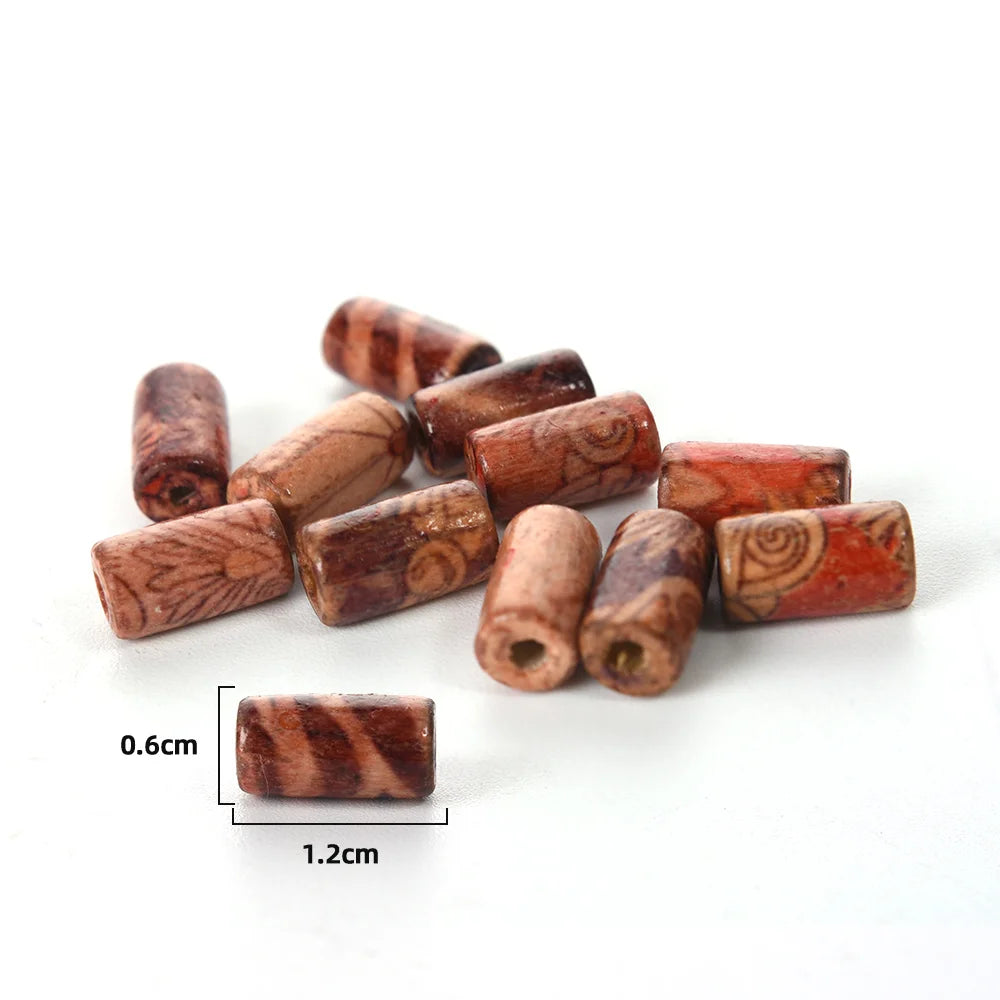 100pcs Wooden Dreadlock Beads - Vintage Natural Wood Hair Accessories - Shello's Creative Boutique