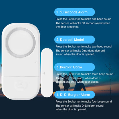Wireless Door Opening Sensor Alarm with 130dB Alert & Time Delay