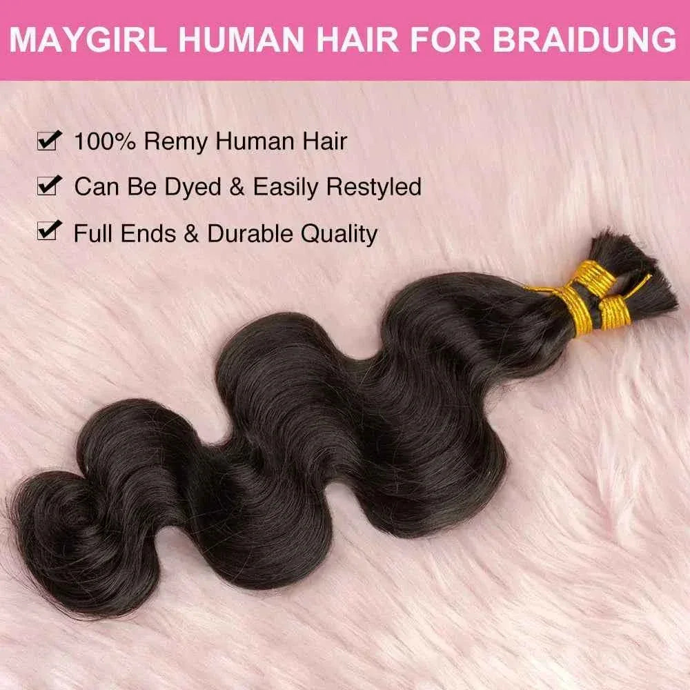 Body Wave Braiding Hair - 100% Human Hair Double Drawn Bulk for Boho Knotless Braids - Shello's Creative Boutique
