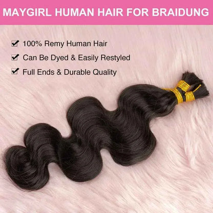Body Wave Braiding Hair - 100% Human Hair Double Drawn Bulk for Boho Knotless Braids - Shello's Creative Boutique