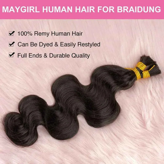 Body Wave Braiding Hair - 100% Human Hair Double Drawn Bulk for Boho Knotless Braids - Shello's Creative Boutique