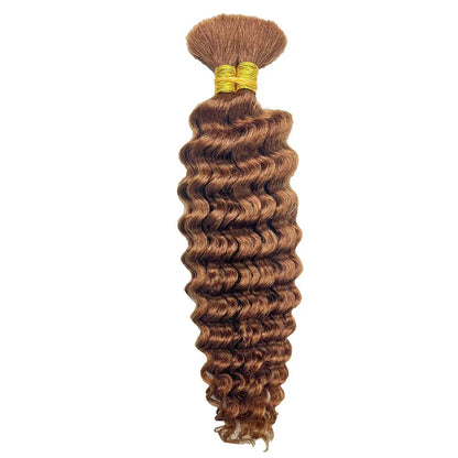 Blonde Highlight Bulk Braiding Hair - Deep Wave Curly Human Hair 100g for Boho Braids - Shello's Creative Boutique