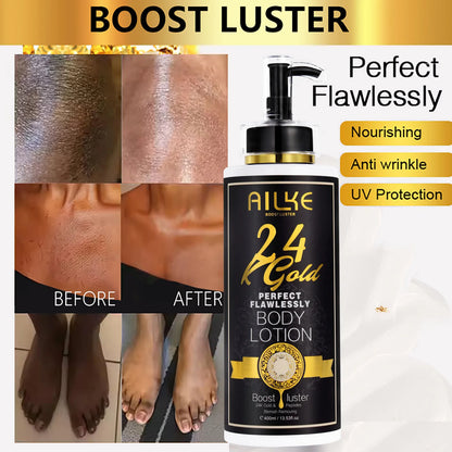 AILKE 24k Gold Perfect Flawlessly Body Lotion, Whitening, Inhibit Melanin, Moisturizing, UV Protect, With Nicotinamide Vitamin C - Shello's Creative Boutique