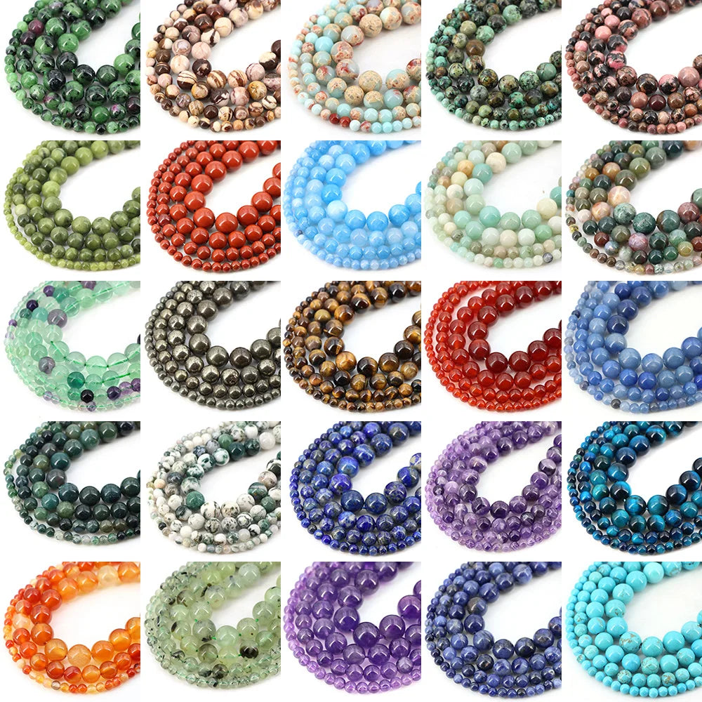 Natural Stone Beads for Jewellery Making – Blue Tiger Eye, Amethyst & Rose Quartz | 4/6/8/10mm