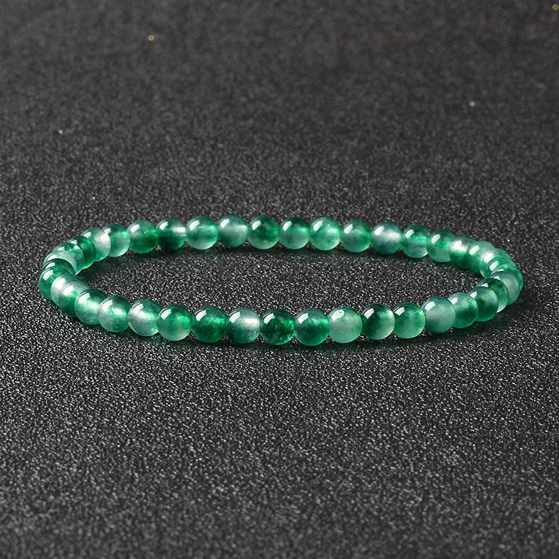 4mm Natural Stone Agate & Lava Stretch Bracelet – Handmade Tiny Bead Bangle for Men & Women