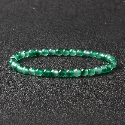 4mm Natural Stone Agate & Lava Stretch Bracelet – Handmade Tiny Bead Bangle for Men & Women