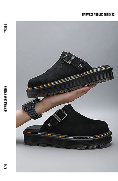 Men's Summer Half Slippers - Non-Slip Beach Clogs Casual Leather Sandals