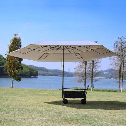 Foldable Metal Wagon Parasol — Outdoor Beach Pool Garden Shade Umbrella with Heat Insulation