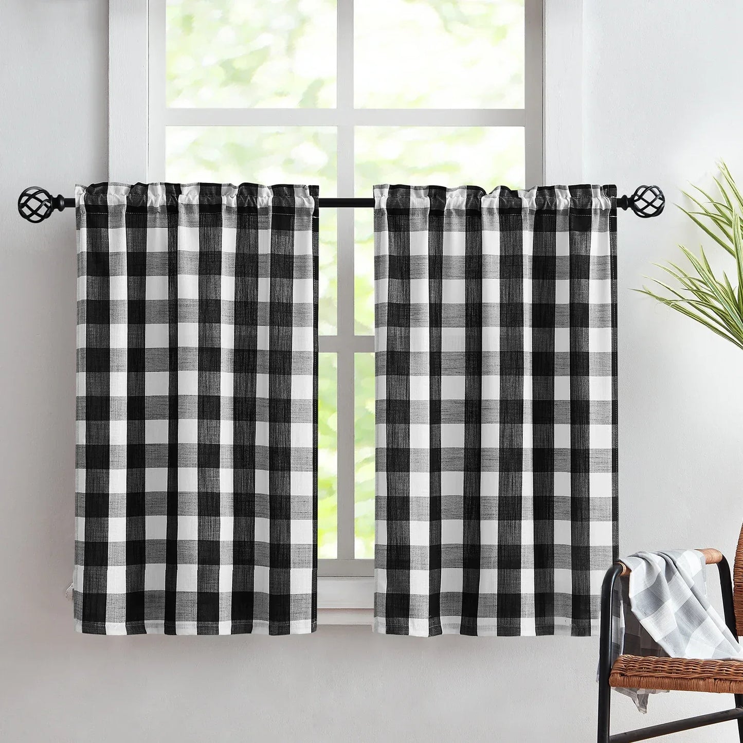 Checkered Kitchen Curtains - Gingham Café Curtains Multiple Sizes Available - Shello's Creative Boutique