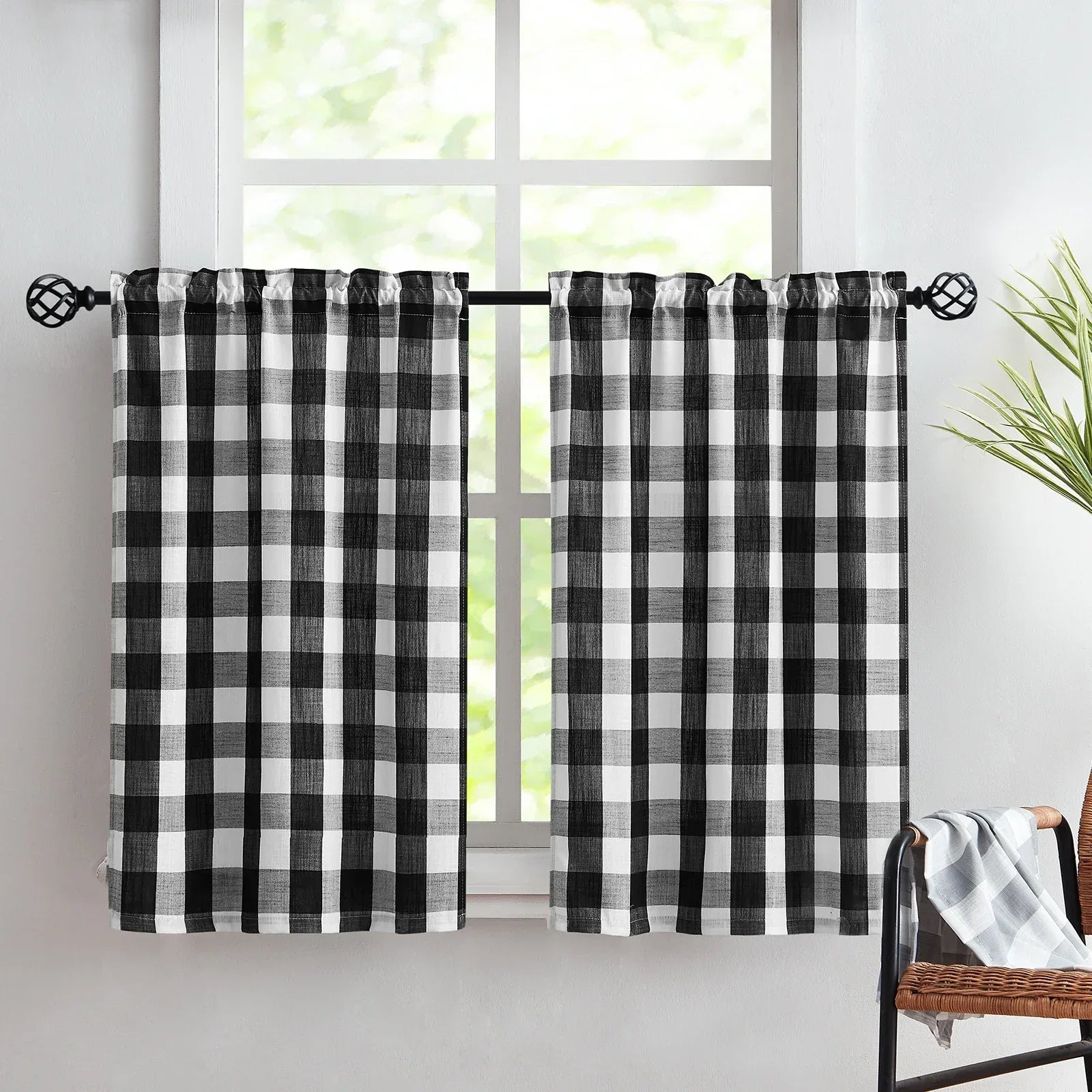 Checkered Kitchen Curtains - Gingham Café Curtains Multiple Sizes Available - Shello's Creative Boutique