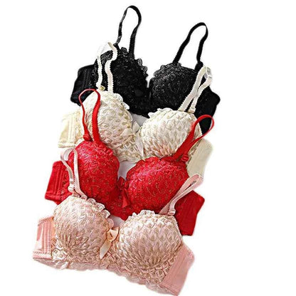 Fashionable and sparkling girl sexy women's bra set wholesale bow tie women's underwear without steel ring bra set