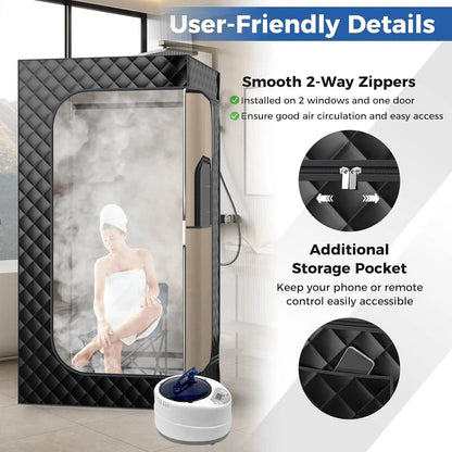 Portable Steam Sauna Tent – 3/4L 1000/2000W Home Spa with Remote Control & Folding Chair