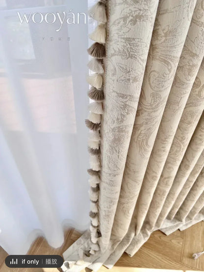 French Luxury Embroidered Chenille Curtains – Romantic Blackout Drapes - Shello's Creative Boutique