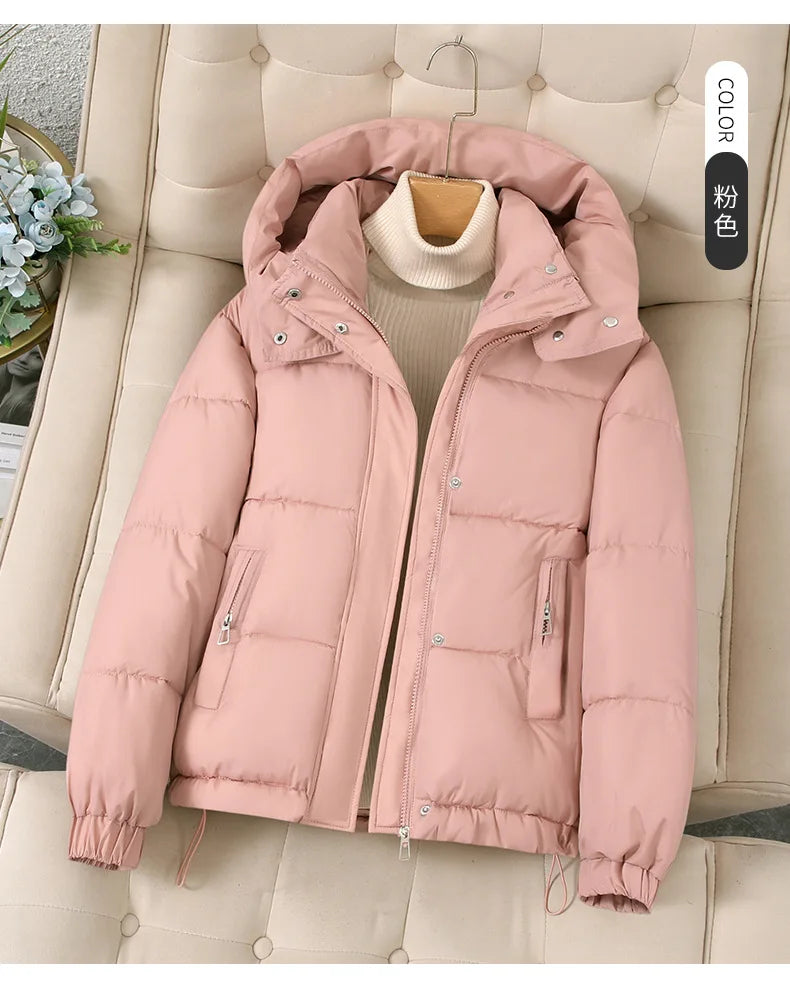 Women's Hooded down Jacket 2025 Autumn Winter Collection Warm Casual Parka Loose Fit Cotton Padded Bigger Size Available - Shello's Creative Boutique