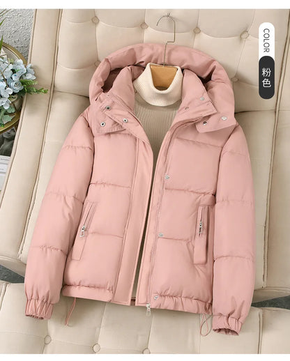 Women's Hooded down Jacket 2025 Autumn Winter Collection Warm Casual Parka Loose Fit Cotton Padded Bigger Size Available - Shello's Creative Boutique