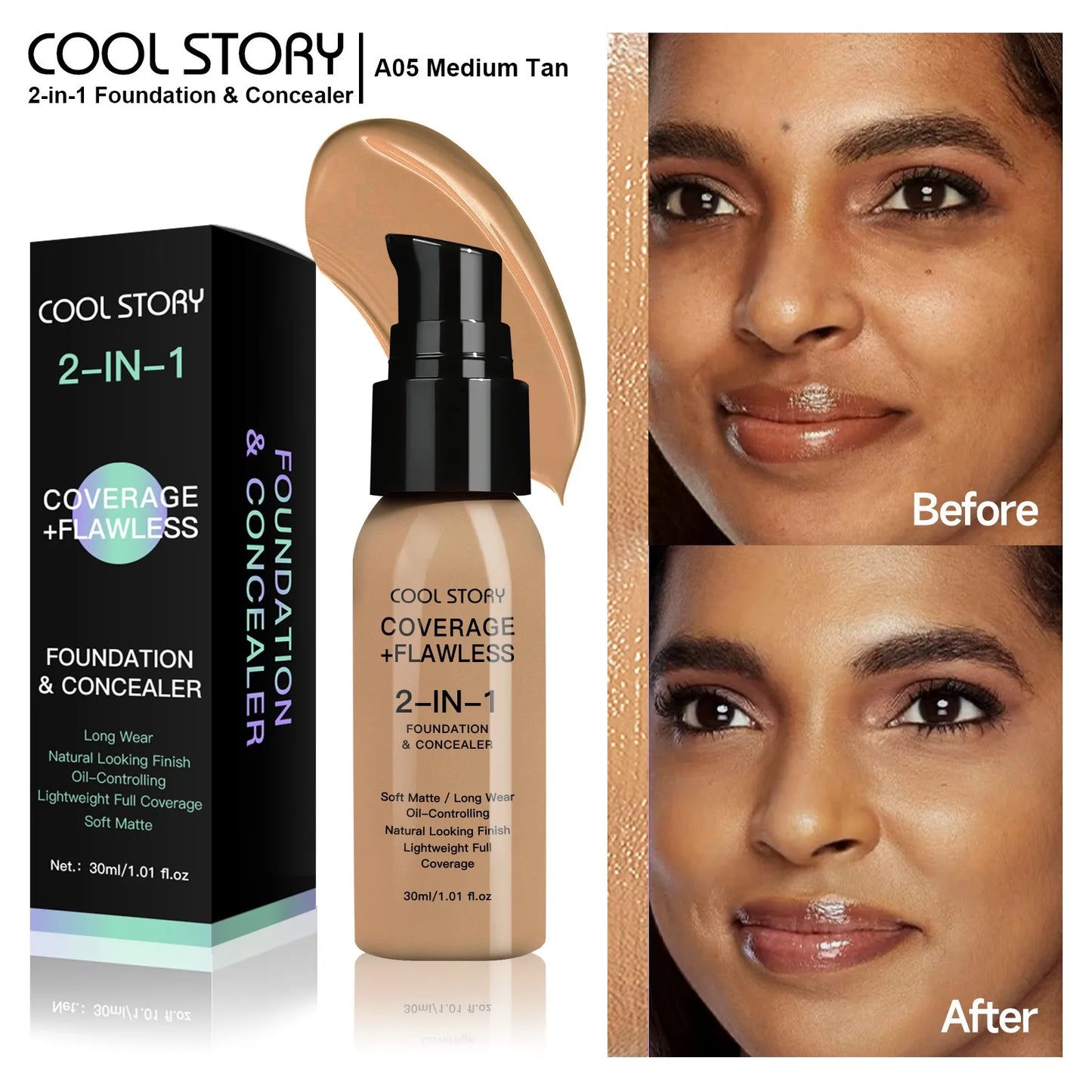 10 Color Lasting Face Foundation Cream Oil-Control Matte BB Cream Liquid Full Coverage Waterproof Hydrating Brighten Concealer - Shello's Creative Boutique