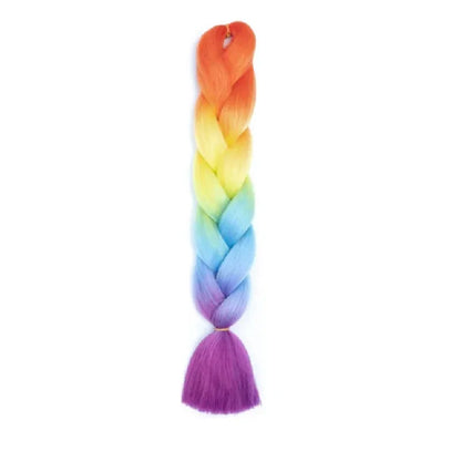 24 Inch Jumbo Braiding Hair - Rainbow Ombre Synthetic Extensions - Shello's Creative Boutique